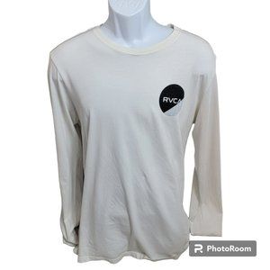 RVCA T-Shirt, Men M, Beige Long Sleeves, Graphics on Front, Back & Sleeves, EUC